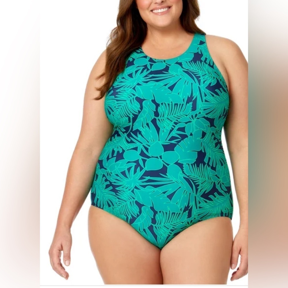 Lands End High Neck One Piece Swim Suit